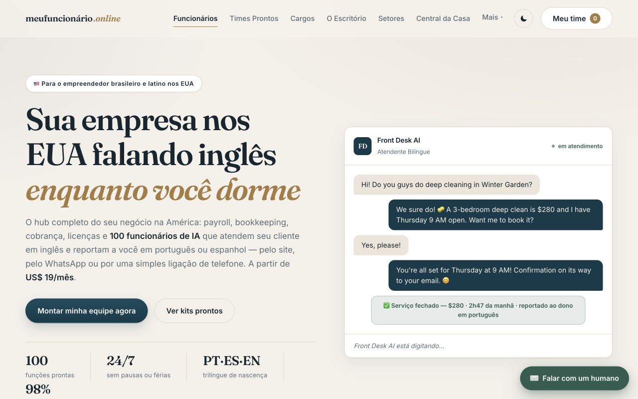 Public page for Meu Funcionário